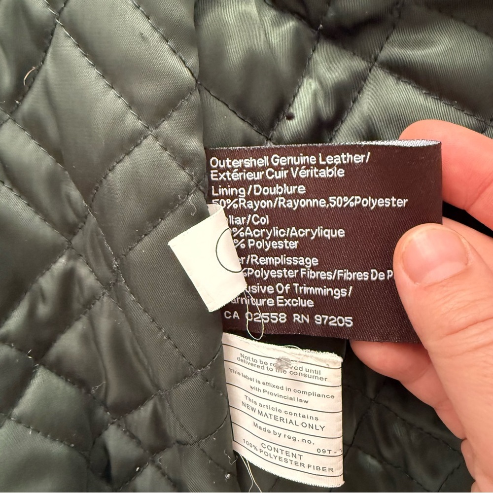 DANIER Forest Green Leather Jacket Removable Faux Fur Collar Quilted Lining Luxe - Picture 7 of 9